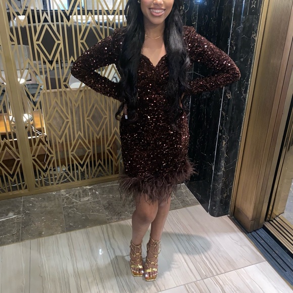 soleil sequin mini dress - brown Leslie Amon After Sun Galli Embellished Satin Mini Dress